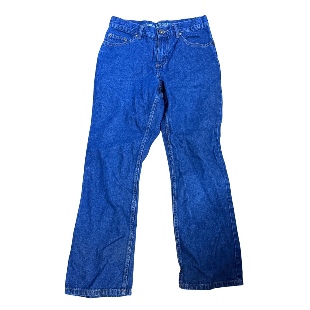 Route 66 Kids Jeans 12 Husky Blue Denim Relaxed Fit Adjustable Waist 100% Cotton